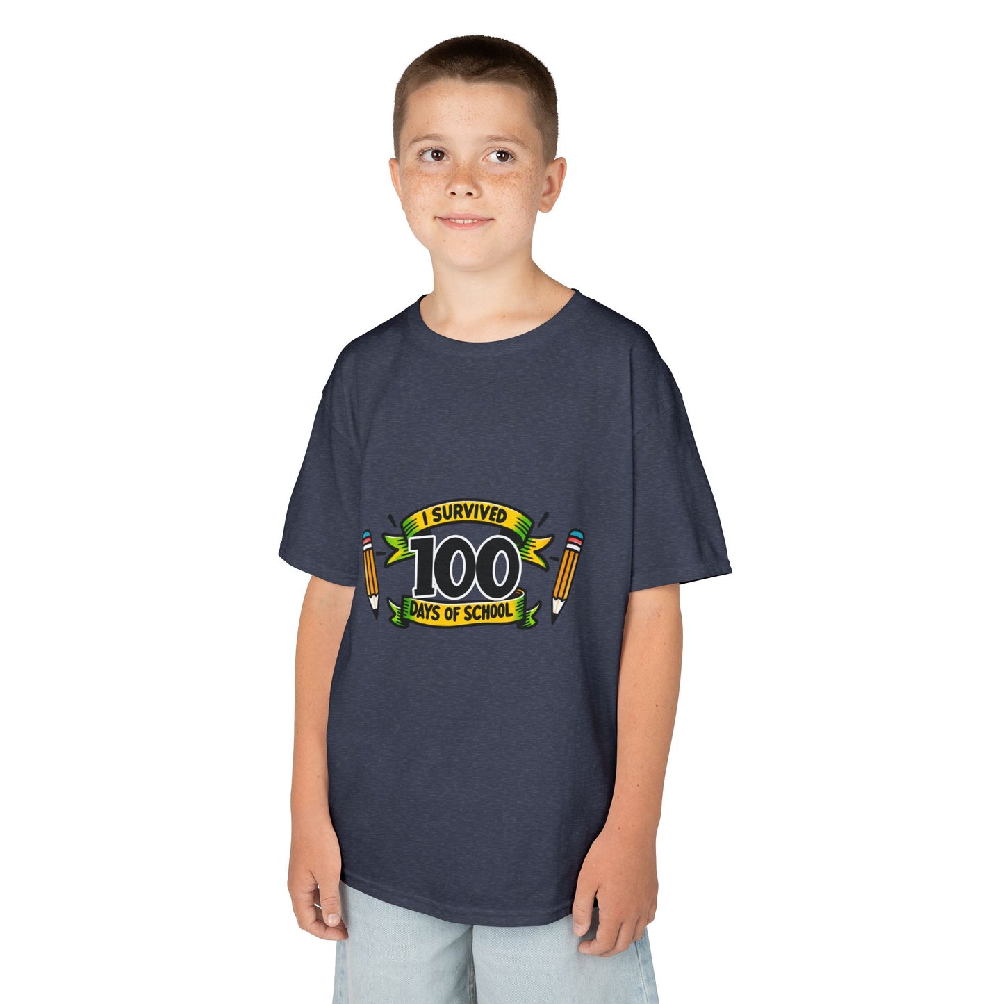 "I Survived 100 Days of School" Children's Heavy Cotton Tee