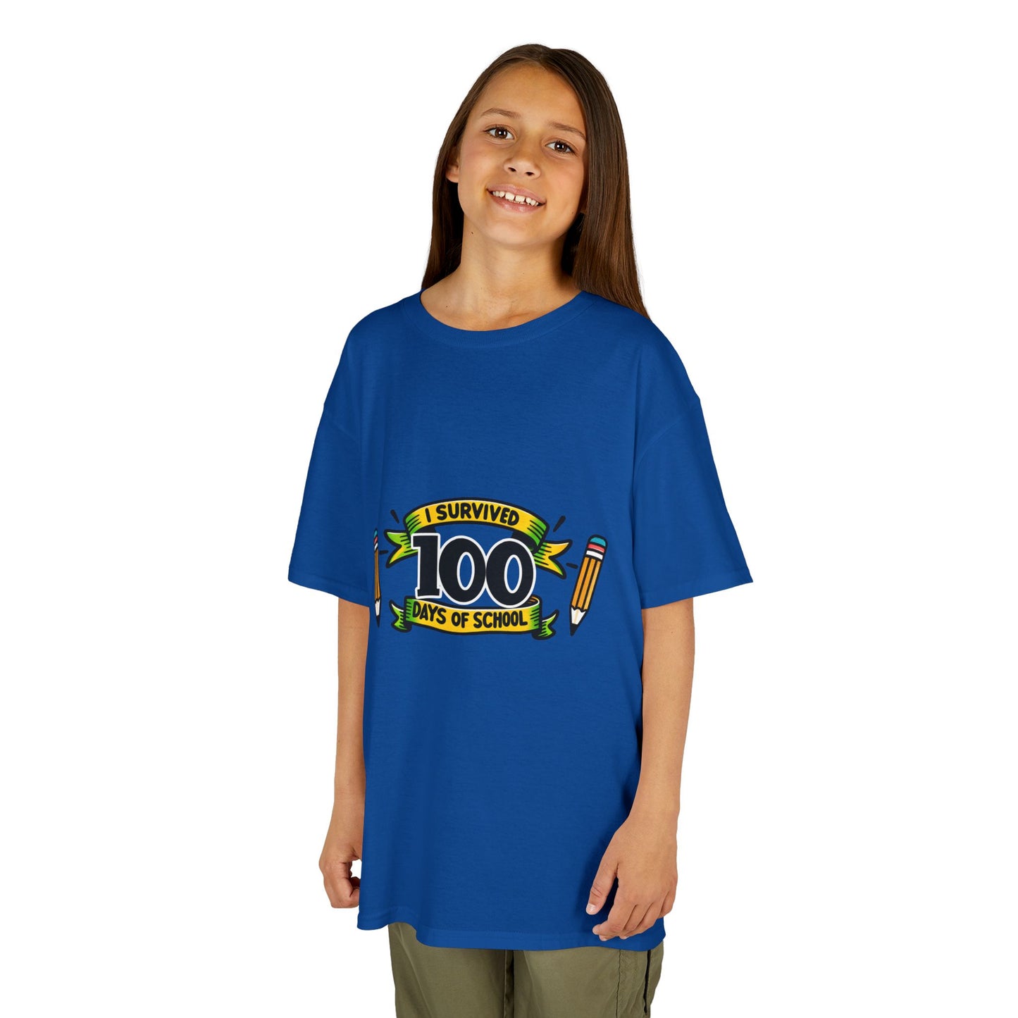 "I Survived 100 Days of School" Children's Heavy Cotton Tee