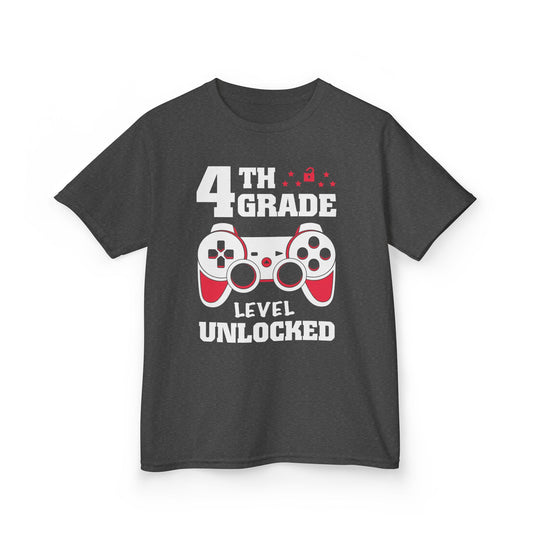 "4th Grade Level Unlocked" Children's Heavy Cotton Tee