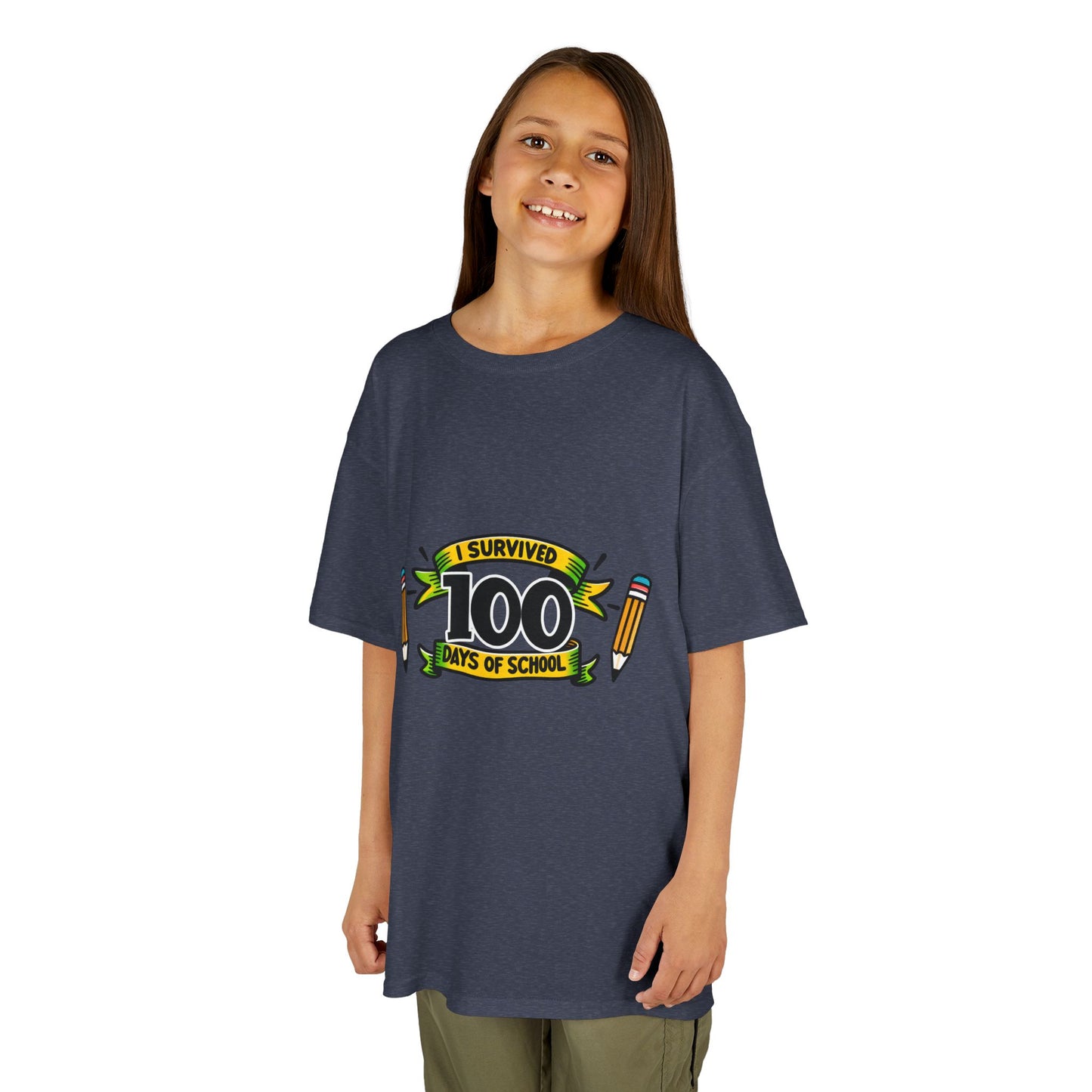 "I Survived 100 Days of School" Children's Heavy Cotton Tee