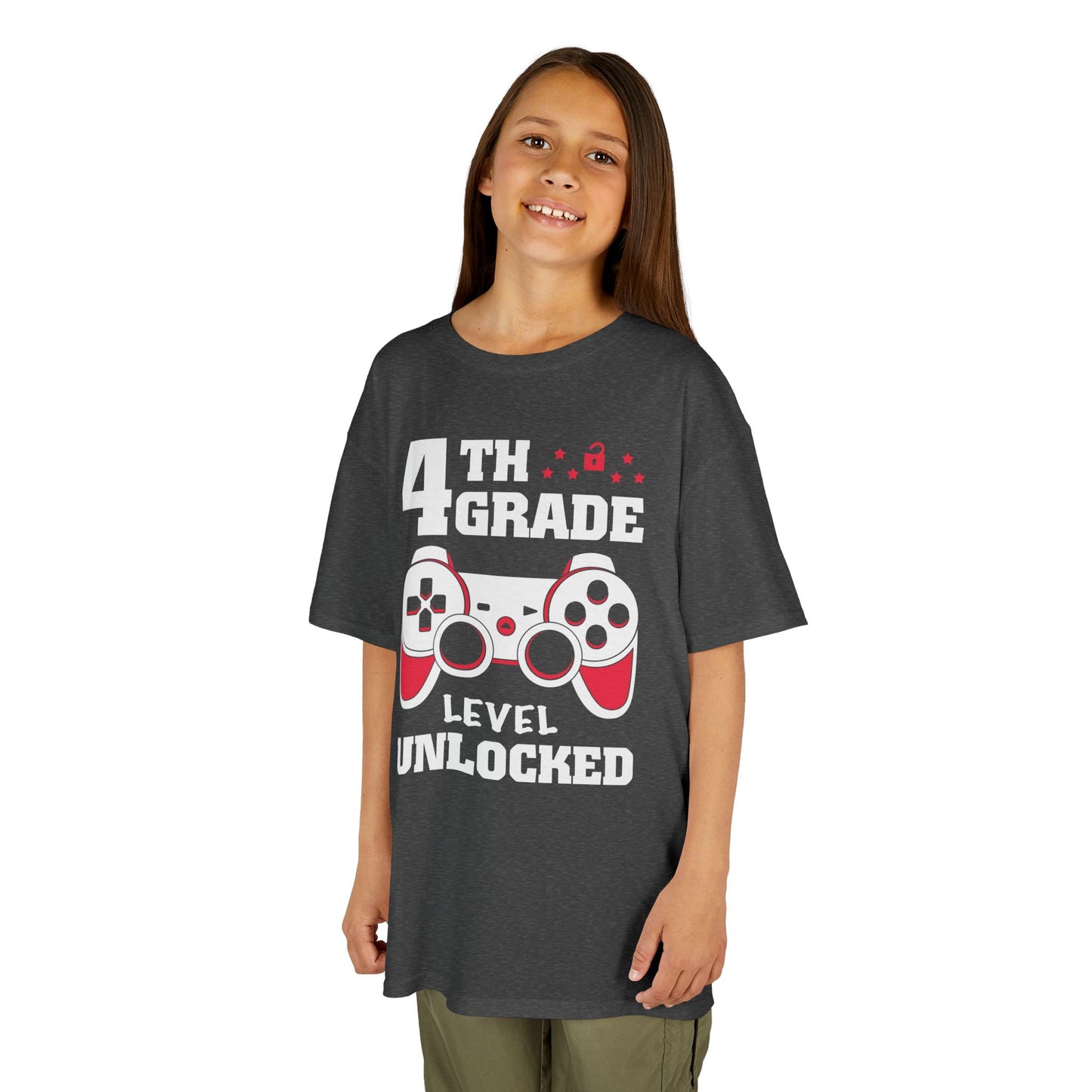 "4th Grade Level Unlocked" Children's Heavy Cotton Tee