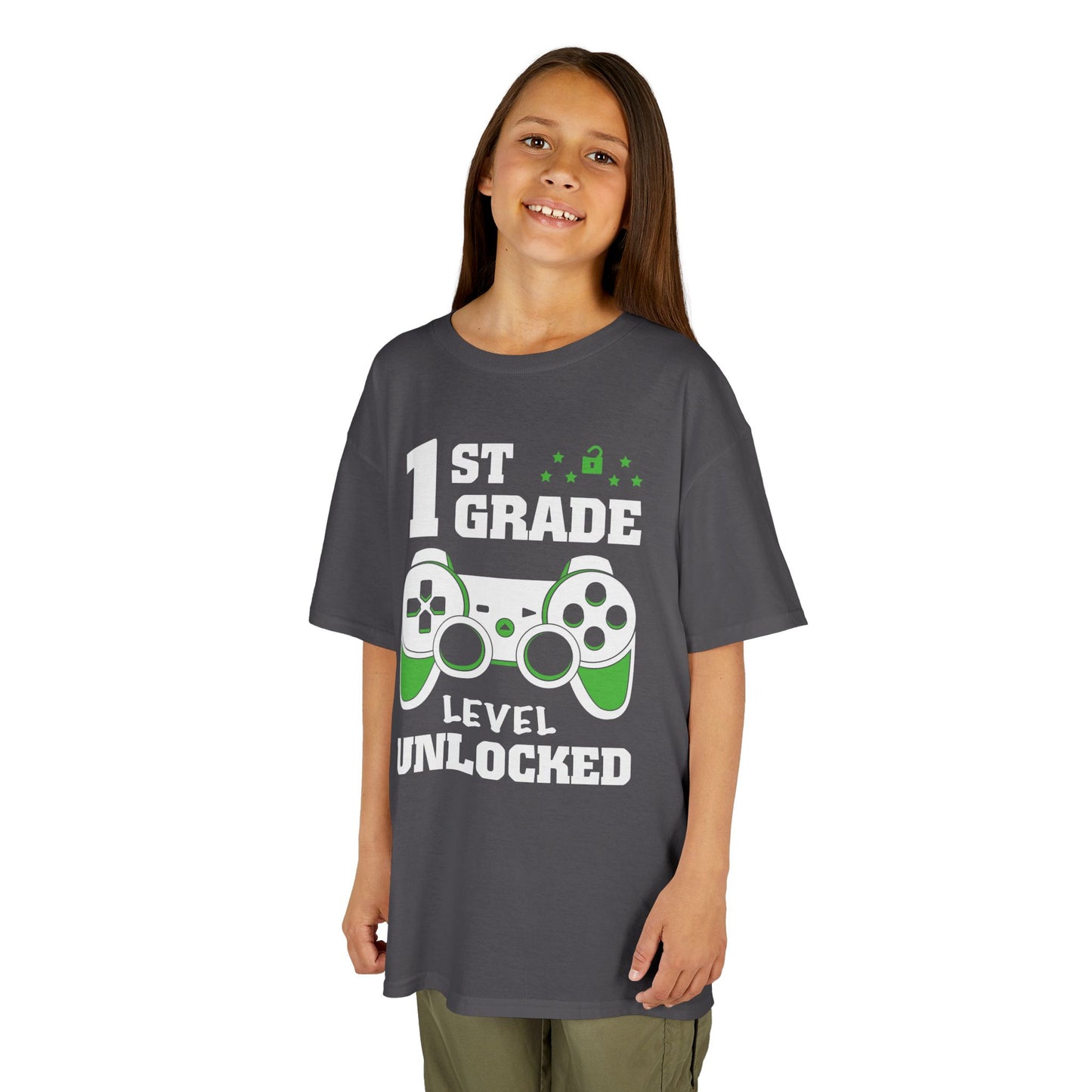 "1st Grade Level Unlocked" Children's Heavy Cotton Tee