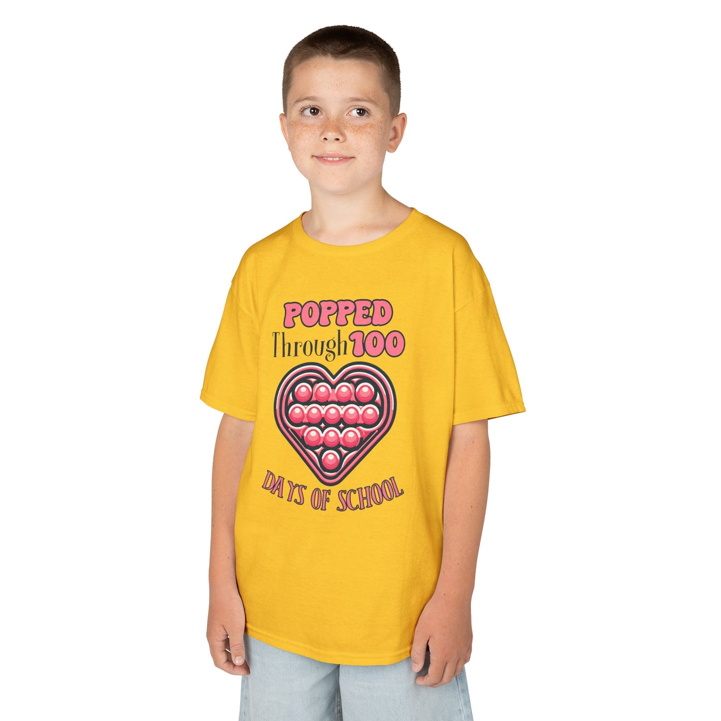 "Popped Through 100 Days of School" Children's Heavy Cotton Tee