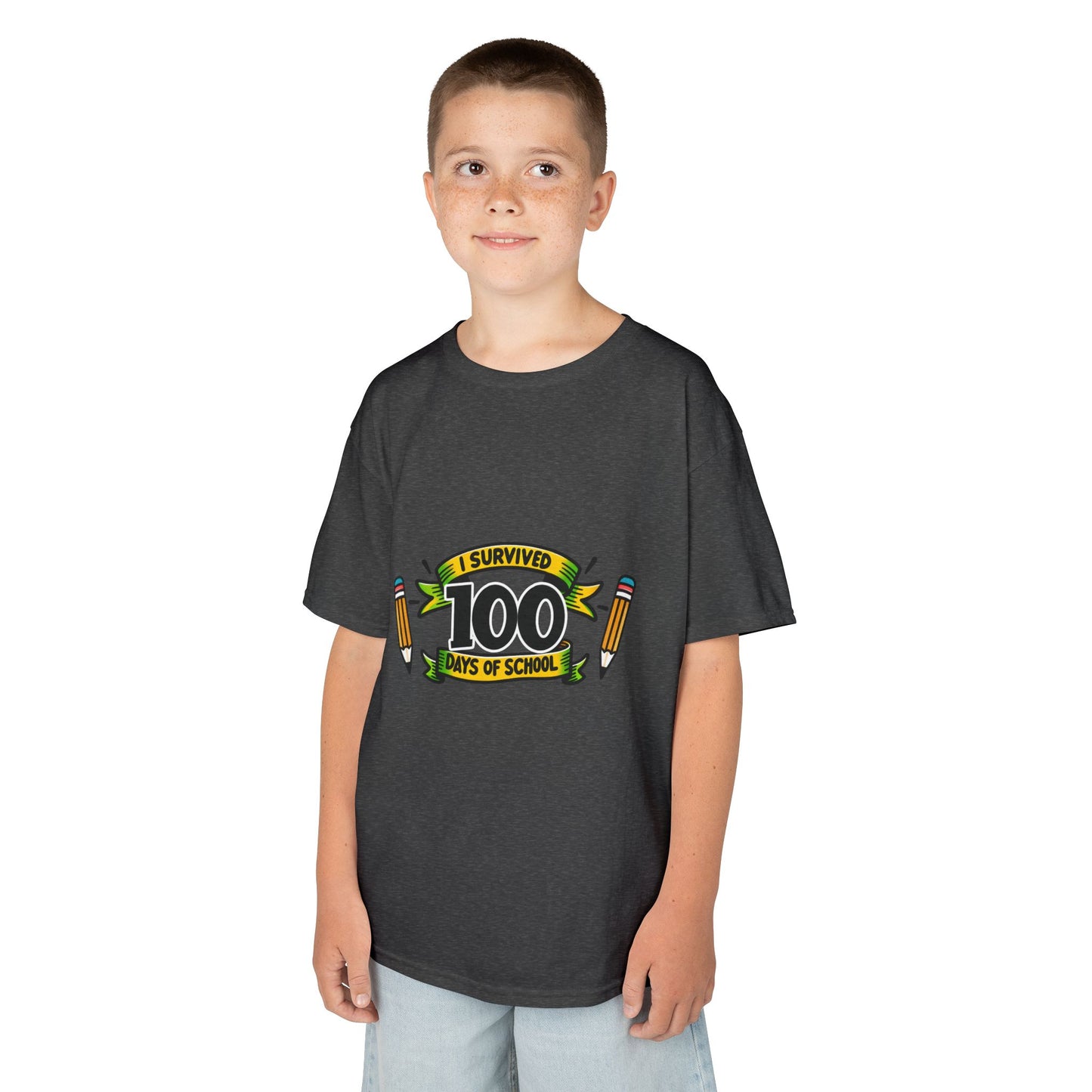 "I Survived 100 Days of School" Children's Heavy Cotton Tee