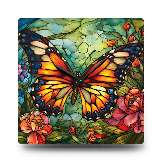 Butterfly Garden Acrylic Wall Clock