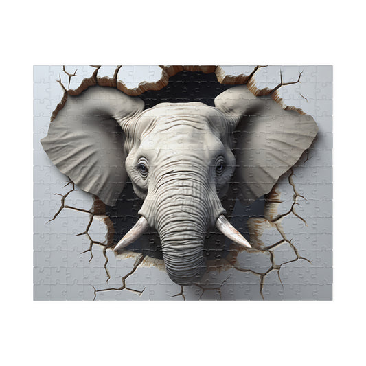 3D Elephant Breaking Wall Puzzle