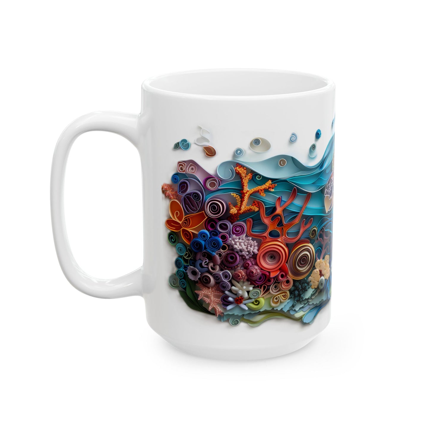 Sea Turtle Ocean Ceramic Mug - Colorful Underwater Wildlife Coffee Cup (11oz & 15oz)