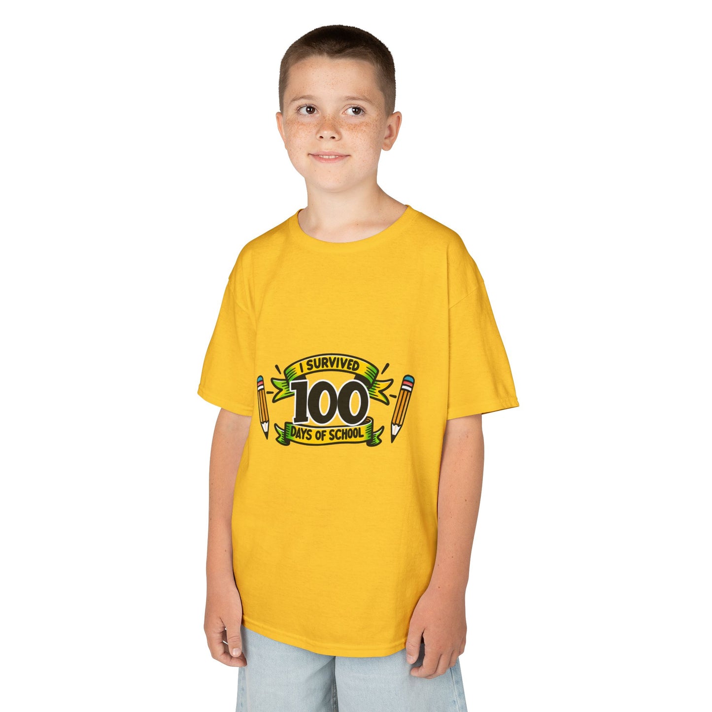 "I Survived 100 Days of School" Children's Heavy Cotton Tee