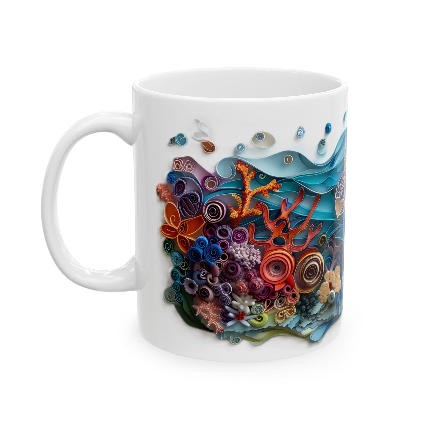 Sea Turtle Ocean Ceramic Mug - Colorful Underwater Wildlife Coffee Cup (11oz & 15oz)