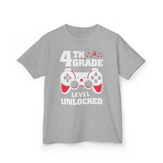 "4th Grade Level Unlocked" Children's Heavy Cotton Tee