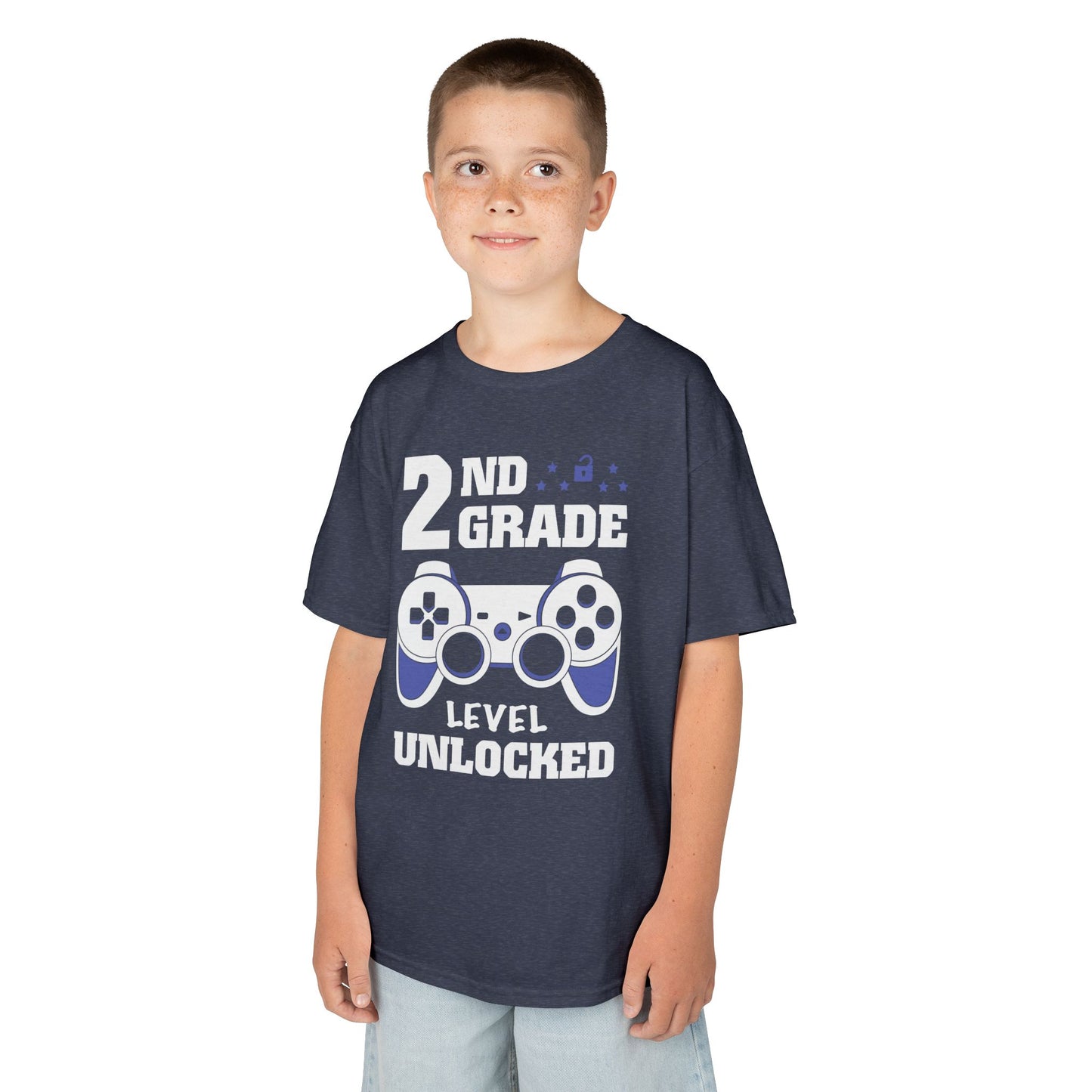 "2nd Grade Level Unlocked" Children's Heavy Cotton Tee
