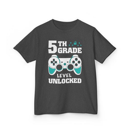"5th Grade Level Unlocked" Children's Heavy Cotton Tee