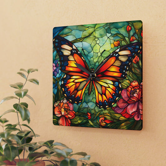 Butterfly Garden Acrylic Wall Clock