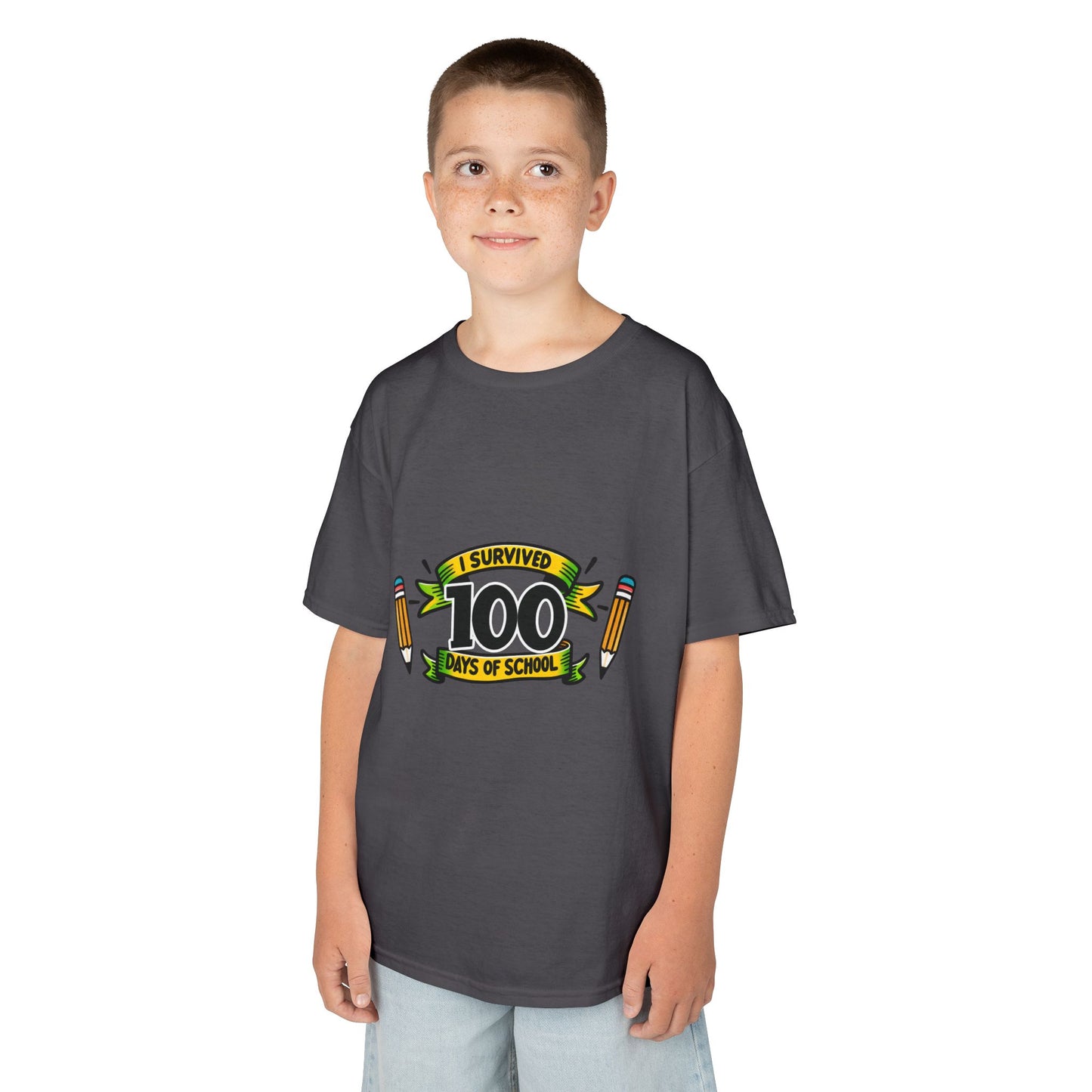"I Survived 100 Days of School" Children's Heavy Cotton Tee