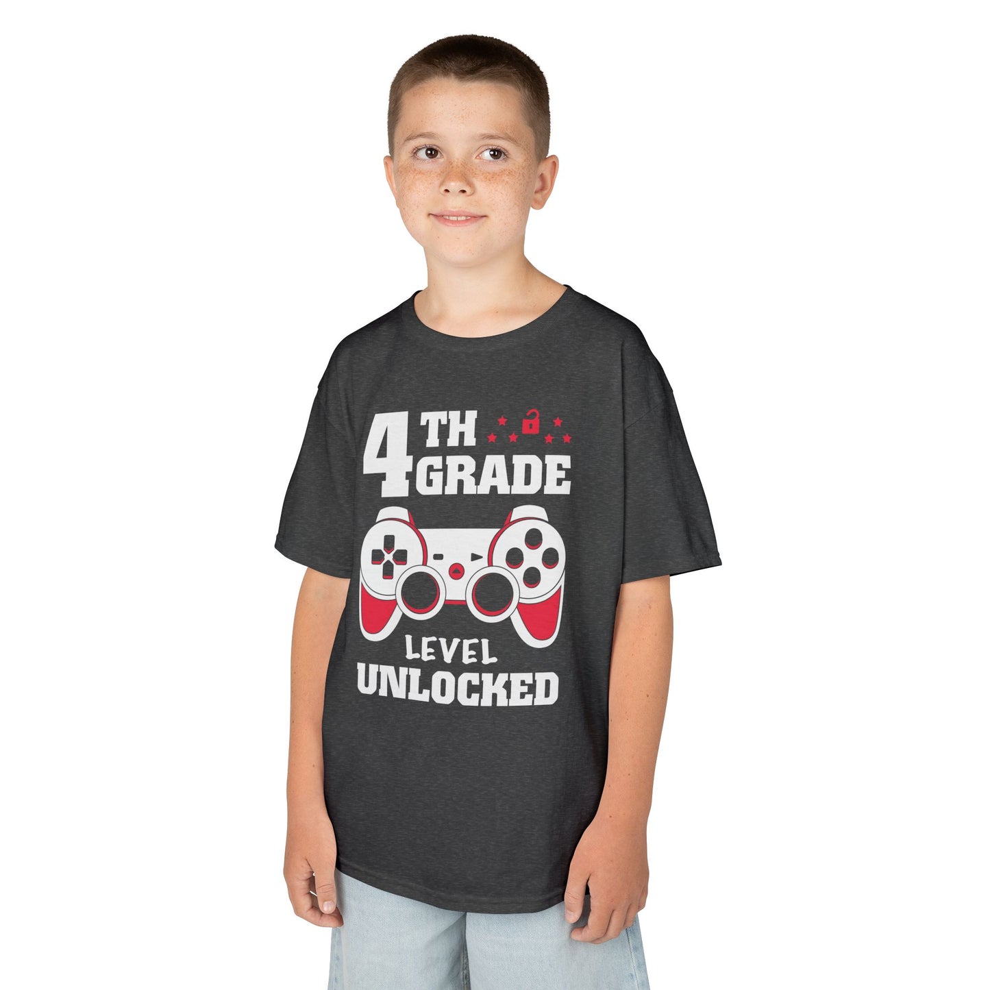"4th Grade Level Unlocked" Children's Heavy Cotton Tee