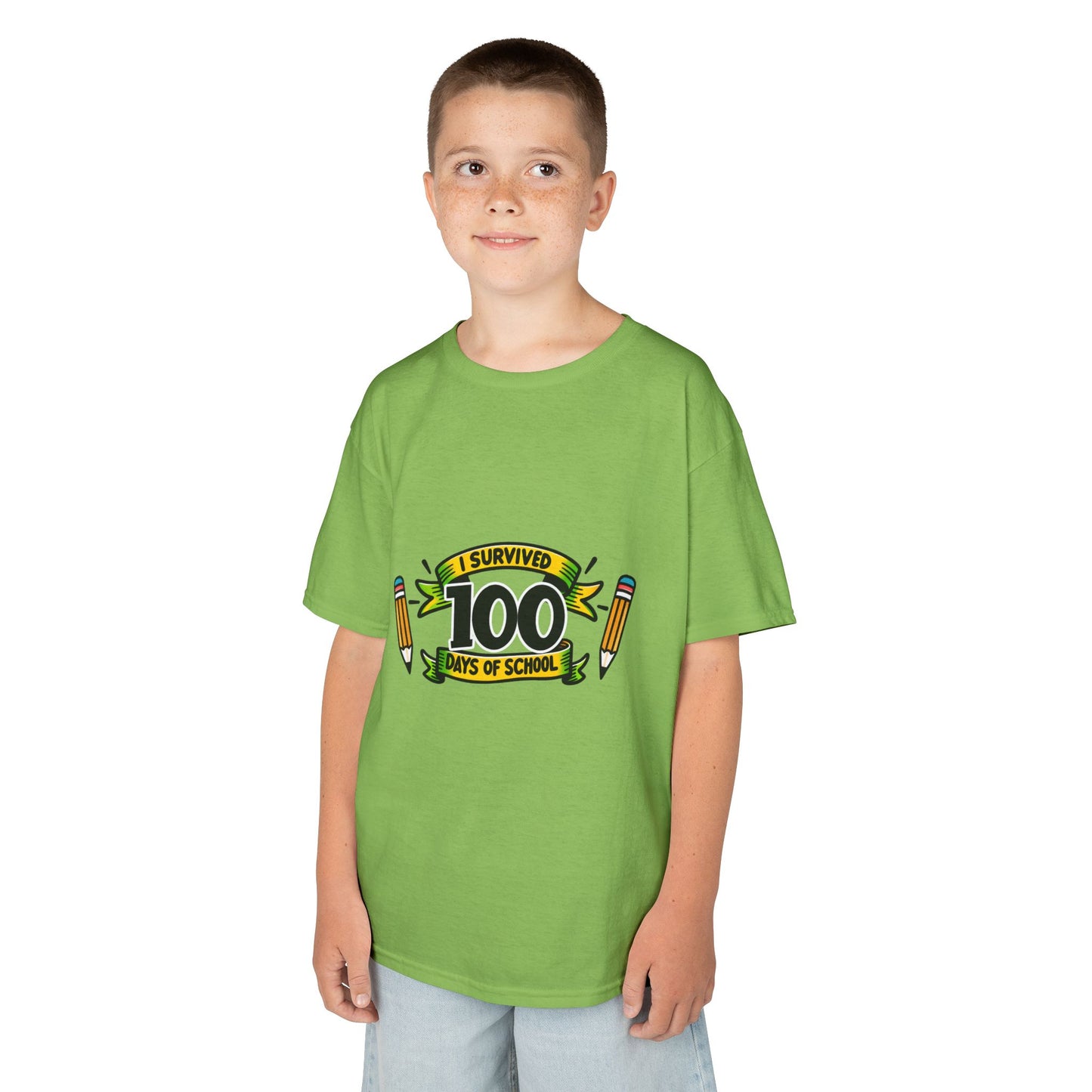 "I Survived 100 Days of School" Children's Heavy Cotton Tee