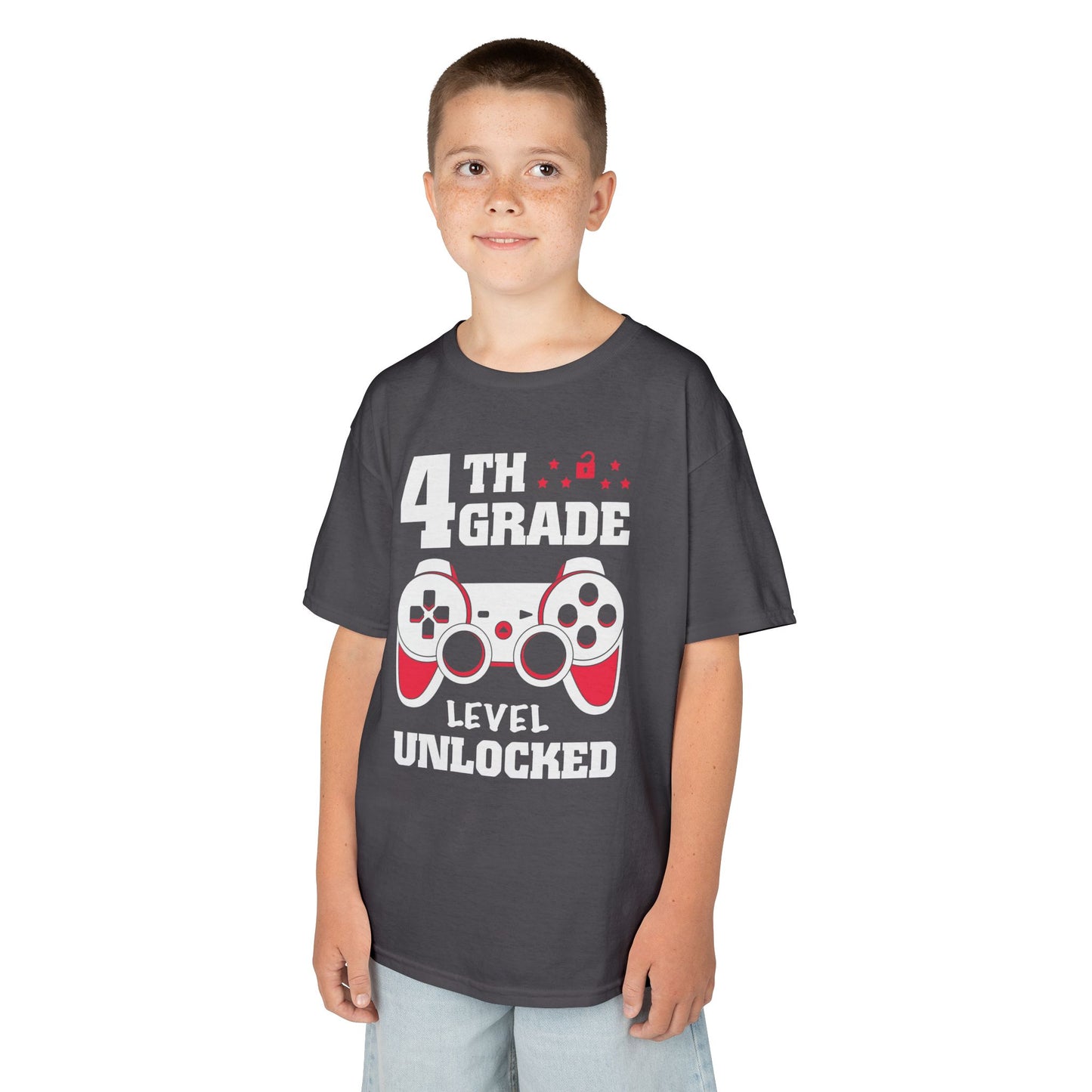 "4th Grade Level Unlocked" Children's Heavy Cotton Tee