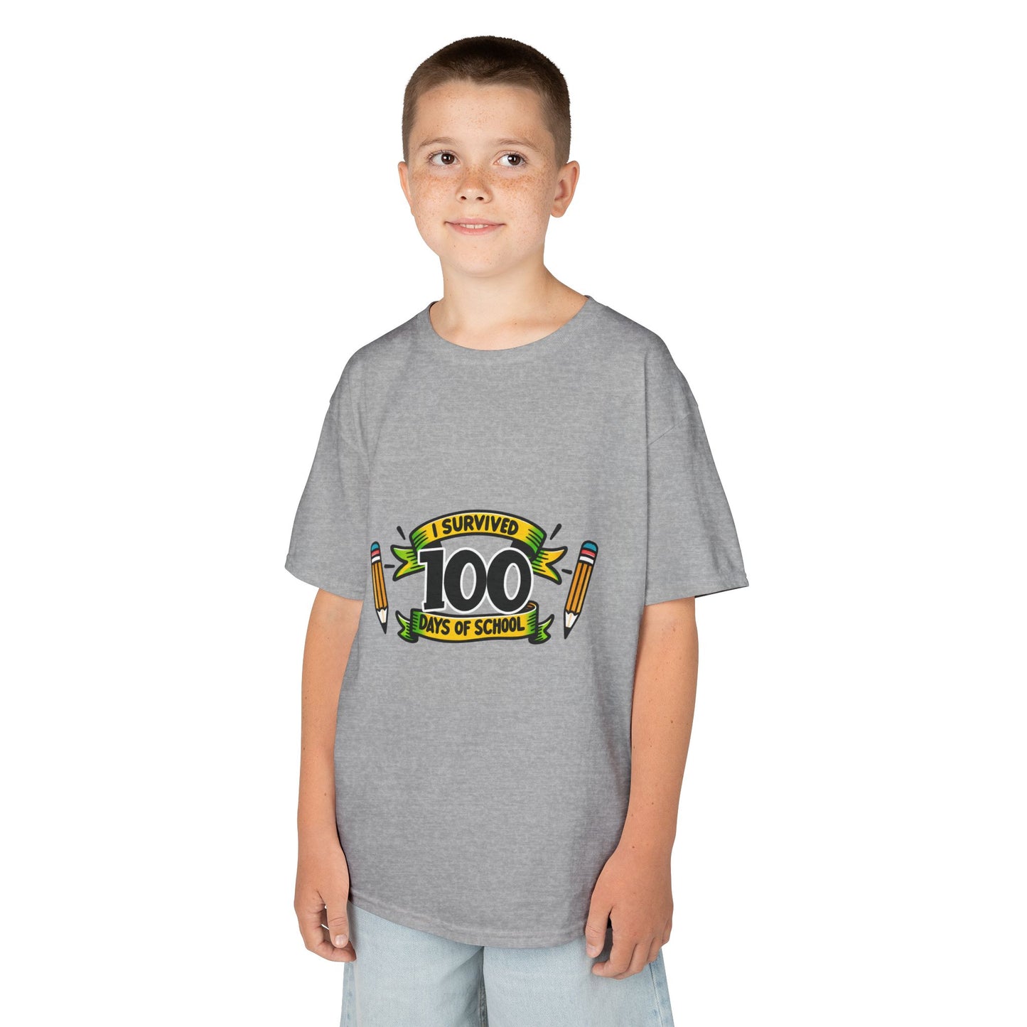 "I Survived 100 Days of School" Children's Heavy Cotton Tee