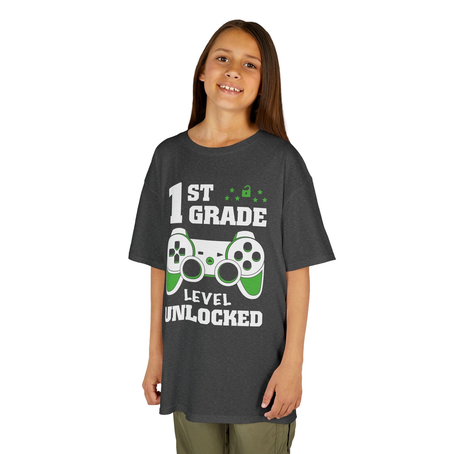 "1st Grade Level Unlocked" Children's Heavy Cotton Tee