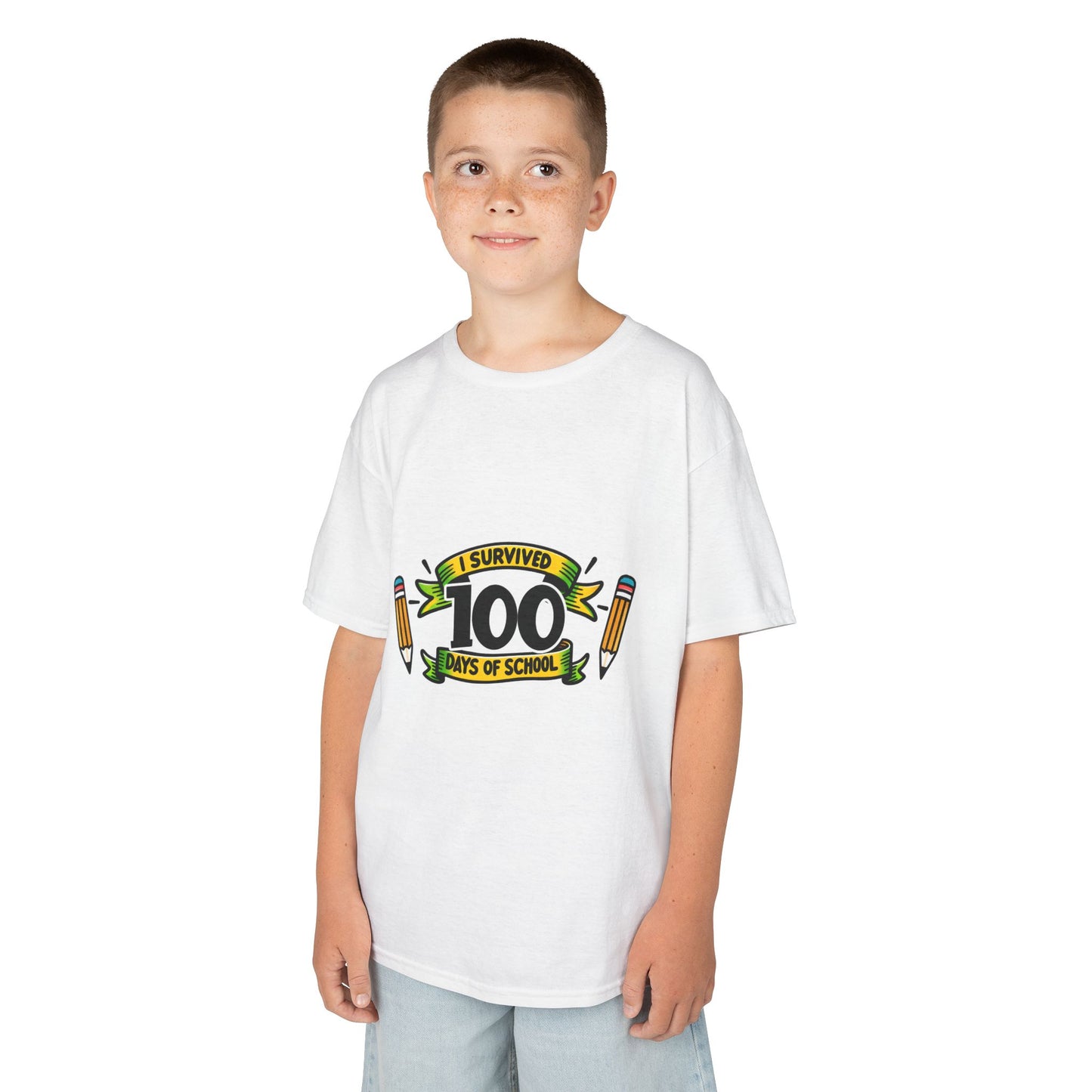 "I Survived 100 Days of School" Children's Heavy Cotton Tee