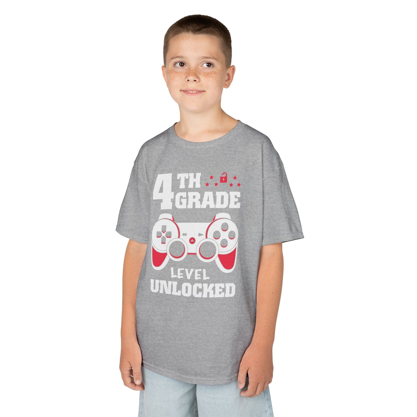 "4th Grade Level Unlocked" Children's Heavy Cotton Tee