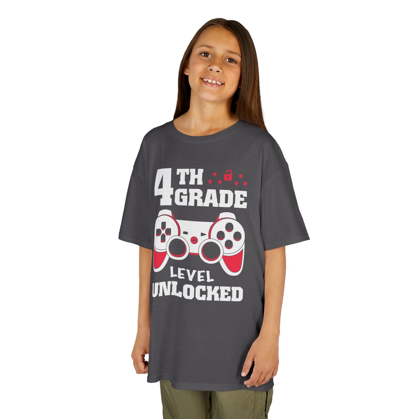 "4th Grade Level Unlocked" Children's Heavy Cotton Tee