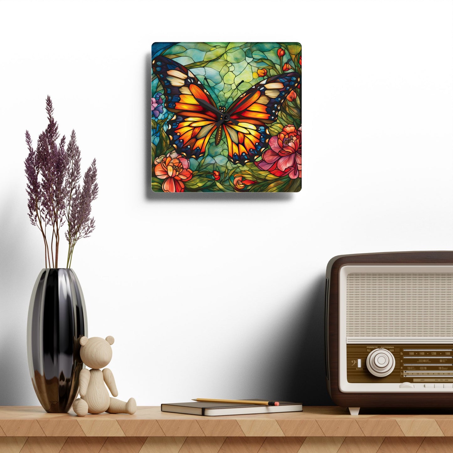 Butterfly Garden Acrylic Wall Clock