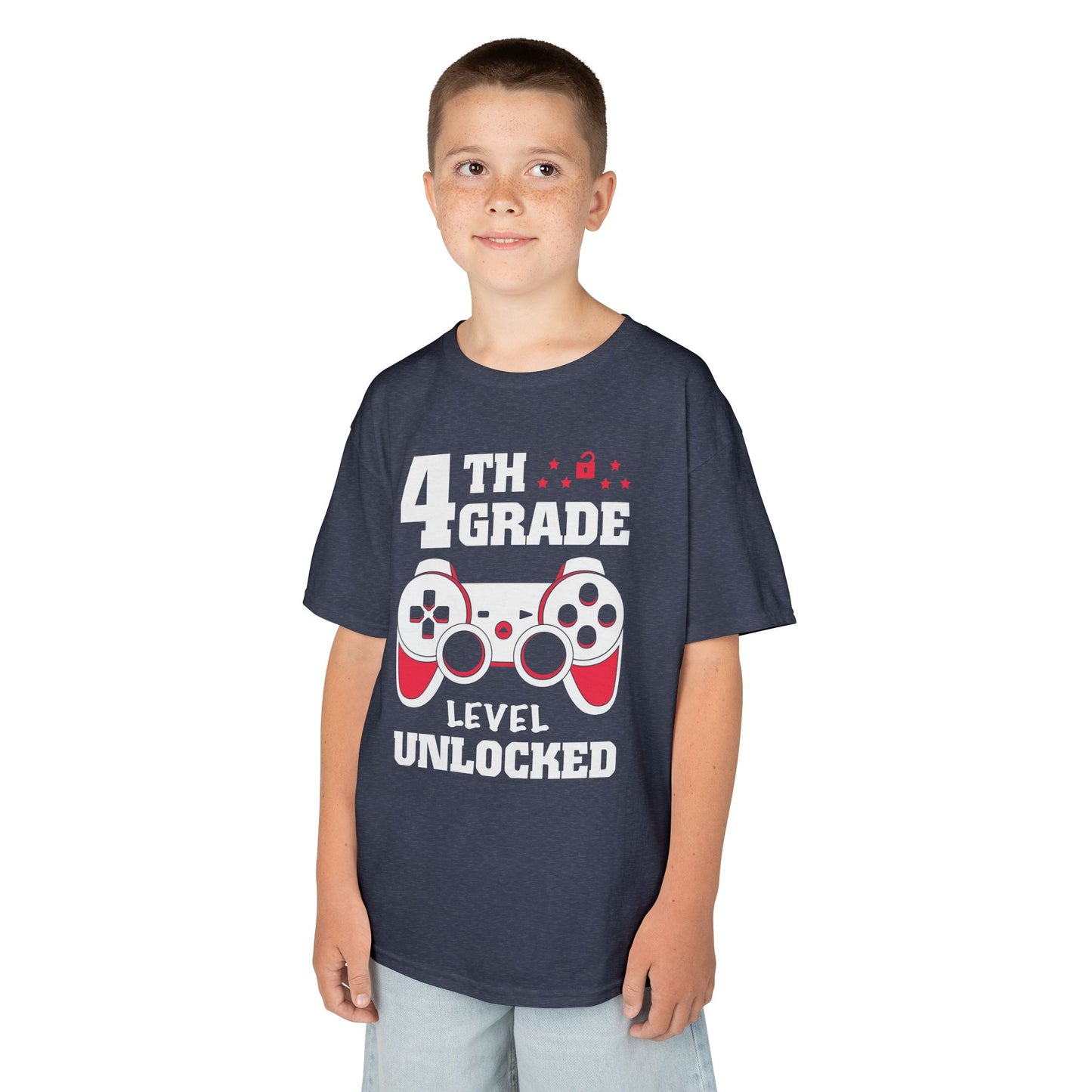 "4th Grade Level Unlocked" Children's Heavy Cotton Tee