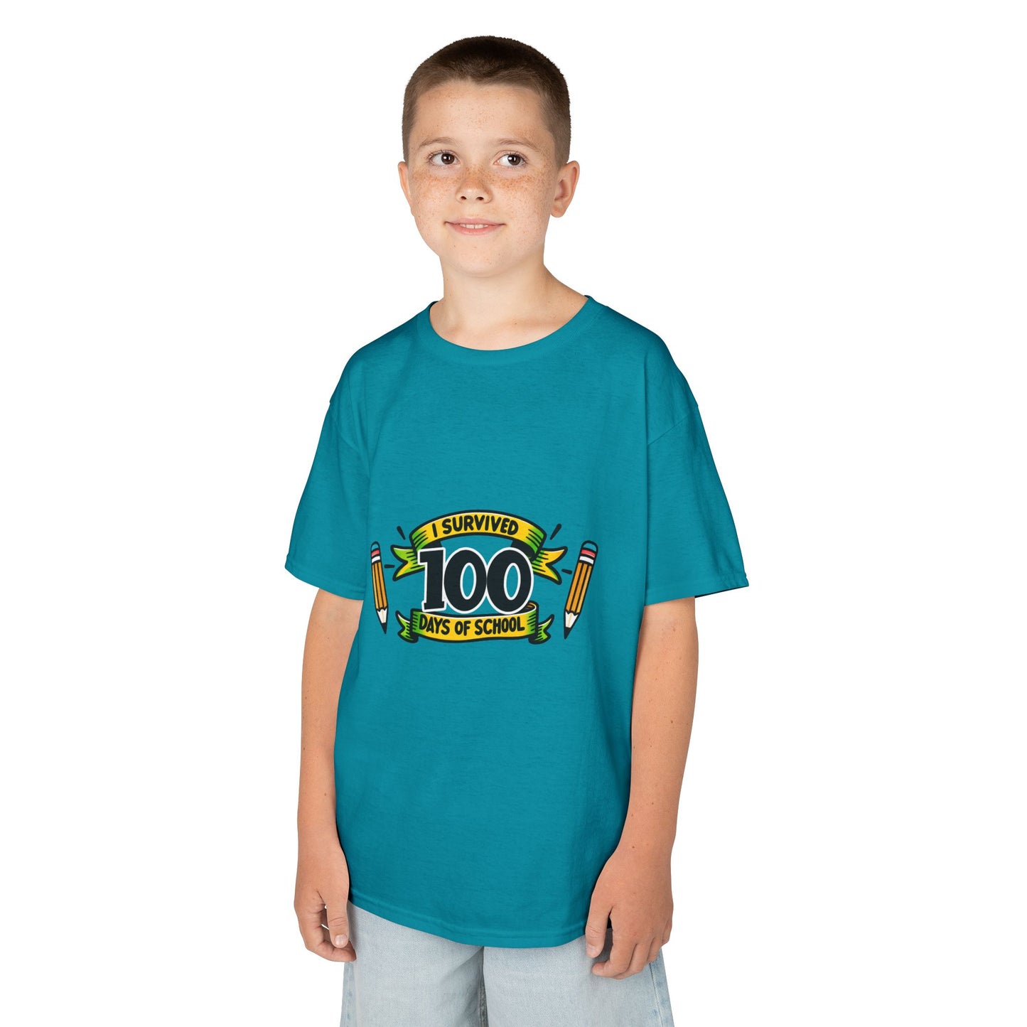 "I Survived 100 Days of School" Children's Heavy Cotton Tee