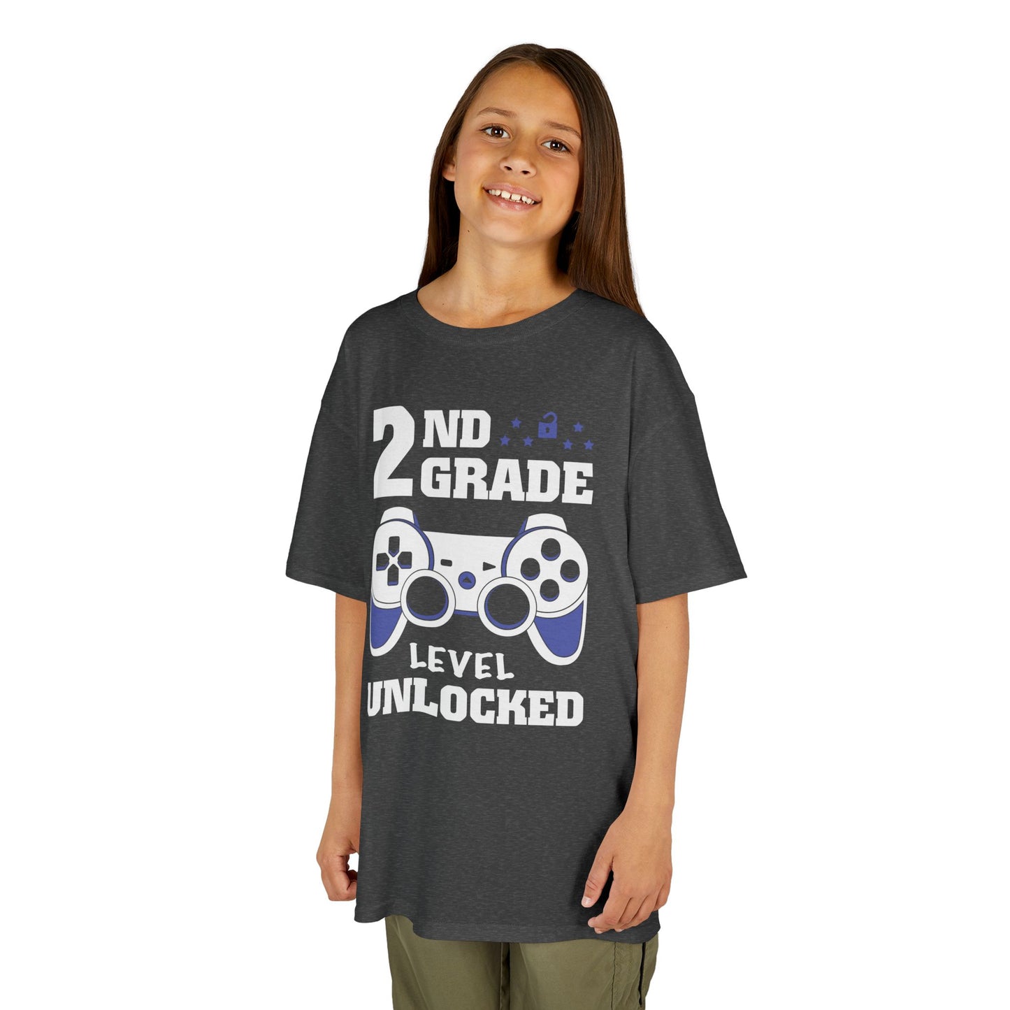 "2nd Grade Level Unlocked" Children's Heavy Cotton Tee