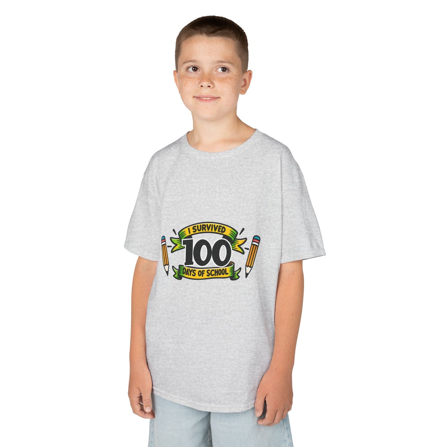 "I Survived 100 Days of School" Children's Heavy Cotton Tee