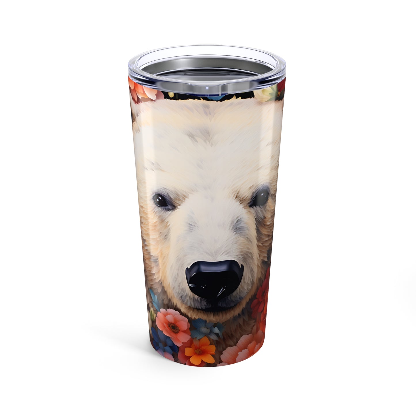 Floral Polar Bear 20oz Tumbler